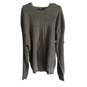 Cotton Traders Dark Gray Knit Sweater Size XL Vintage 90s Classic Grandpa Core